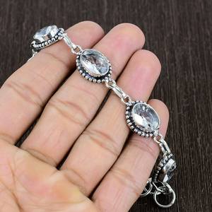 Faceted Crystal <b>Bracelet</b> 925 Sterling Silver Boho Handmade Gemstone Jewelry Statement Gift For Women - Product Image 2