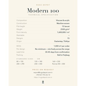 พรมวิสโคสและอะคริลิกแบบขายส่ง รุ่น MODERN 100 MD002 สีเบจ ผลิตด้วยเครื่องจักร พรมตุรกี สำหรับห้องนั่งเล่น โครงการโรงแรม - Product Image 4