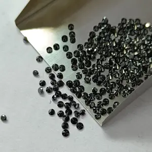 Diamante suelto de corte brillante redondo negro azabache para la fabricación de joyas Tamaño de 1 mm a 6 mm Calidad AAA, Diamante Negro suelto de forma elegante