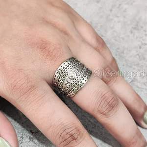 Bague pour homme, bande unie, bague en argent, bande lourde, signet, filigrane, bague anti-anxiété, bijoux faits à la main, personnalisable, bague en argent massif 925 - Product Image 4