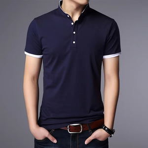 Top sólido informal de negocios para hombre, camiseta Polo de manga corta de verano, cómoda y transpirable - Product Image 3