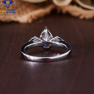 1.90 TDW แหวนเพชรลูกแพร์18K แหวนหินสามสีขาวทอง cvd/hpht เครื่องประดับหินในห้องปฏิบัติการ - Product Image 4