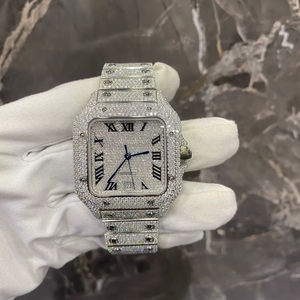 นาฬิกาหรูหราสไตล์ธุรกิจทันสมัย ขนาด 41 มม. ตัวเรือนสแตนเลสสตีล หน้าปัดทรงเหลี่ยมประดับเพชรโมอิสซาไนต์ สไตล์ฮิปฮอป ระบบกลไกสวิส งานแฮนด์เมด - Product Image 1