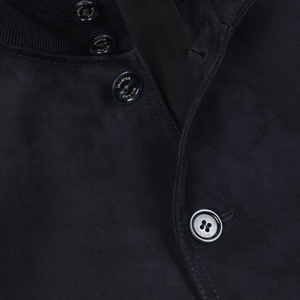 <b>Men's</b> Black <b>Suede</b> Zipper <b>Jacket</b> With Turn-down Collar And Pockets Casual Autumn Style Regular Fit - Product Image 5