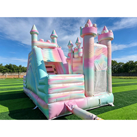 Château gonflable commercial de qualité supérieure avec toboggan et piscine, thème macaron pastel, fabrication directe OEM ODM