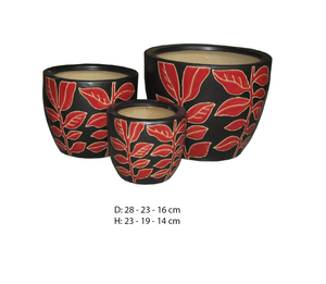 Juego de Macetas de Cerámica Esmaltada de Estilo Moderno Vietnamita con Orificio de Drenaje para Uso en Interiores/Exteriores, Jardín y Vivero - Product Image 3