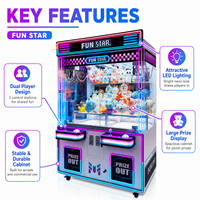 Neofuns Machine à griffes commerciale à deux griffes pour 2 joueurs, de style japonais, avec accepteur de billets de dollars