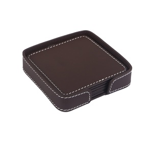 Support de sous-verre en cuir et sous-verre carré en cuir pour le bureau et la maison, sous-verre de tasse de Table en cuir de haute qualité - Product Image 6