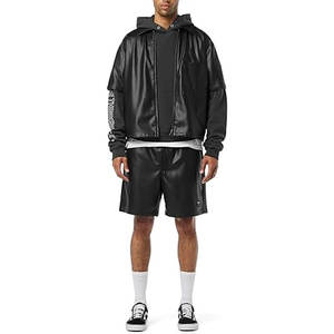 Top Pick Pantalones cortos de cuero para hombre con cremallera Eco-Friendly High Street Style Patrón sólido Tela de estambre Nueva oferta en línea - Product Image 6