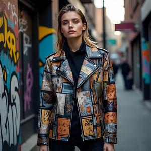 Chaquetas de motorista ajustadas por sublimación completa de cuero genuino OEM para mujer | Chaqueta de cuero de oveja con estampado de diseño personalizado para mujer - Product Image 6