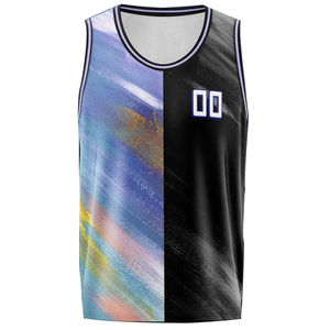 Maillots de basket-ball unisexes personnalisés, respirants, 100% polyester, séchage rapide, grande taille, sans manches, réversibles, pour l'entraînement - Product Image 1