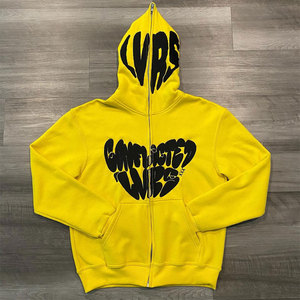 Streetwear à imprimé lettres pour hommes Sweat à capuche zippé de haute qualité Sweats à capuche en coton polaire surdimensionné - Product Image 1