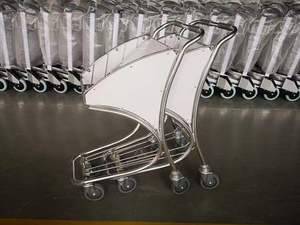 Four-<b>Wheel</b> Stainless Steel Airport Shopping <b>Trolley</b> with Brake <b>4</b> <b>Wheels</b> Luggage <b>Trolley</b> - Product Image 4