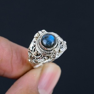 Anillo de estilo bohemio de Plata de Ley 925 hecho a mano con piedras preciosas de labradorita de diseño clásico para mujer, regalo de boda - Product Image 4