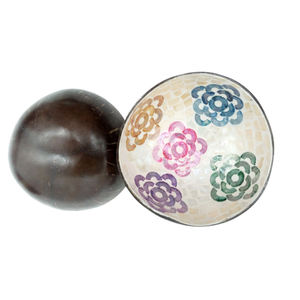 Embalado para exportación, cuenco de coco moderno hecho a mano con incrustaciones de cáscara de huevo, frutero decorativo ligero antiguo de alta calidad - Product Image 1