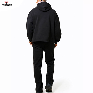 Ensemble sweat-shirt et pantalon de survêtement décontracté en coton 100% extensible dans les quatre sens, imprimé régulier, respirant, taille plus, coupe évasée, uni, pour l'hiver - Product Image 3