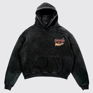 Ropa de calle personalizada sudaderas con capucha para hombre, forro polar transpirable en blanco con cremallera completa, Sudadera con capucha de araña lavada con ácido Vintage de doble capa para hombre - Product Image 1