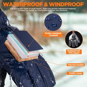 Gants de course chauds en polyester pour hommes, adhérence avancée, coupe respirante, utilisation pour activités de plein air avec couche de finition résistante à l'eau - Product Image 3