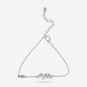 92.5 <b>Silver</b> <b>Bracelet</b> 191291 Rhodium & Gold Plated Diamond & Zircon Key & Number <b>Charms</b> Religious & Ethnic Style for Gifts - Product Image 5