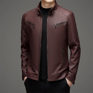 เสื้อโค้ทหนังแฟชั่นผู้ชายสำหรับฤดูใบไม้ผลิและฤดูใบไม้ร่วง, ใหม่2024เสื้อโค้ทหนังหล่อปกตั้งรถจักรยานยนต์ Punk หนังเทียม - Product Image 4