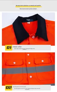 Chemise personnalisée vêtements de travail réfléchissants en coton haute visibilité à manches longues chemise pour la protection du travail sur le chantier anti-boulochage - Product Image 6