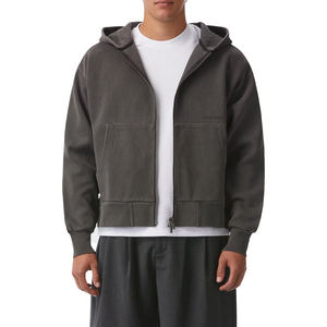 Winter Oversized Streetwear Zipper Hoodie <b>Jackets</b> Custom Printing Cropped Boxy Fit Zip-up Hoodie for <b>Men</b> - Product Image 1