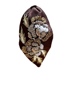 Custom Size Available Hand Embroidered Tube Beads Leaf Design Velvet Base <b>Hairbands</b> Headbands for Women and Girls Wear - Product Image 2