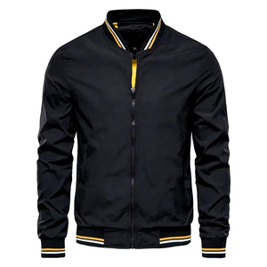 Chaqueta de Primavera de alta calidad para hombre, cazadora informal, bombardero, cuello levantado, cierre de cremallera de talla grande, tela de lana de nailon, estilo de trabajo - Product Image 5