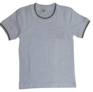 Servicio OEM Logotipo personalizado Uniforme escolar para niños Camisetas azules de manga corta Tejido de punto Cuello redondo - Product Image 4