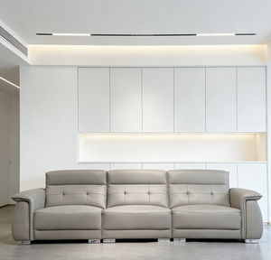 أريكة فاخرة من الجلد الصناعي عالي الجودة، تتميز باللمسة الأنيقة، مثالية لغرفة المعيشة في الفيلات، أثاث منزلي فاخر وراقي. - Product Image 2