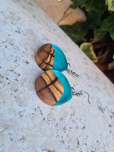 Eco Friendly Wooden <b>Resin</b> Customized Stud Earrings | Lightweight Handmade Women's Traditional Vintage Wedding Party Fashion - Product Image 6