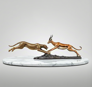 Pirinç leopar ve antilop heykelleri Metal dekorasyon heykel zanaat döküm hayvan leopar heykelcik koleksiyonu ile özelleştirmek - Product Image 4