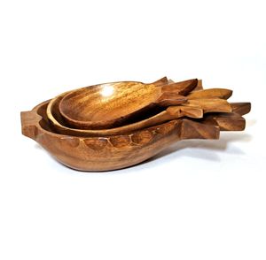Bol de service en bois ananas vaisselle personnalisée article décoratif 2 pièces bols en bois ananas - Product Image 5