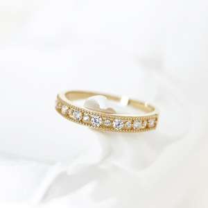 Venta al por mayor 14K oro amarillo Moissanite banda anillo declaración joyería conmemorativa con diseño único - Product Image 2