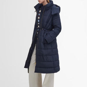 2025 alta calidad personalizado invierno mujer largo Puffer abrigo capucha venta al por mayor personalizado bordado Logo mujer largo Puffer abrigo - Product Image 1