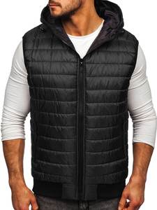 OEM <b>Men's</b> Casual <b>Lightweight</b> Quilted <b>Gilet</b> Coat Sleeveless Hooded Puffer Vest Zip Pockets Quick-Dry Anti-UV Breathable Winter - Product Image 6
