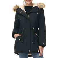 Manteau long parka en laine et fourrure de mouton pour femme, style vintage, fermeture éclair, détails boutonnés - Chaleur douce pour les fêtes d'hiver et les voyages