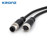 Connecteur femelle droit M12 3 broches blindé pré-assemblé KRONZ en alliage IP67 avec câble moulé 3 conducteurs