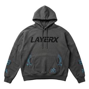 2026 Wholesale Men Heavyweight Hoodie 500gsm Polyester/Cotton Blend French Terry Sleeve Embroidery <b>Tech</b> Panel Pullover - Product Image 1