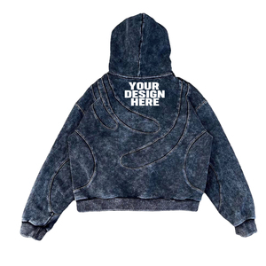 Nouveau design personnalisé pull à manches longues surdimensionné lavage à l'acide sweat à capuche hommes lavé noir Vintage Faded Distress Hoodies - Product Image 2