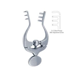 Retractor de acero inoxidable alemán de alta calidad Jansen, tornillo de ajuste manual, 3x3 puntas romas y afiladas - Product Image 1