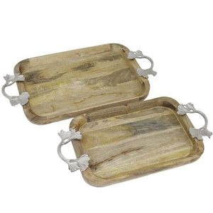 Plateau rectangulaire en métal doré de luxe avec poignées plateau de service décoratif organisateur vanité Accent élégant décor à la maison mariage - Product Image 6