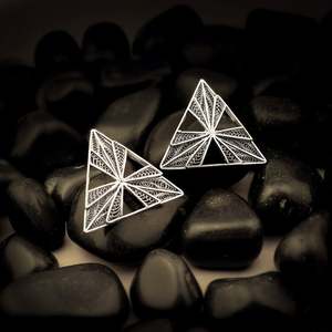 Best Selling High Grade Mandisa Fashion <b>Stud</b> Earrings <b>Silver</b> Filigree Plated Glittering Shine Modern Direct India Stylish - Product Image 1