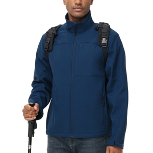Chaqueta Softshell de invierno para hombre, abrigo de bombardero impermeable para exteriores con capucha para esquí y senderismo, cierre de cremallera de talla grande - Product Image 6