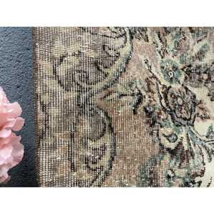 5.3x8.6 ft Vintage Turkish Rug, Large Rug, <b>Brown</b> Gray Southwestern <b>Wool</b> Rug - Product Image 4