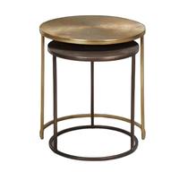 Ensemble de tables basses de salon en métal traditionnel fait main de haute qualité, de luxe, avec rangement central, écologique et réglable