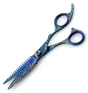 Ciseaux de coiffure en acier inoxydable, revêtement plasma bleu, lame de requin de 6,5 pouces, ciseaux à cheveux professionnels ultra-affûtés - Product Image 1