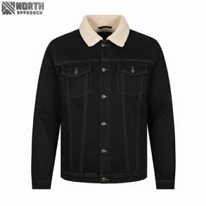 2025 personnalisé hommes coupe ajustée Baseball conception Denim veste solide coloré uni avant respirant décontracté hiver OEM disponible fabriqué - Product Image 1
