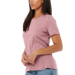 Camiseta elegante de cuello redondo CVC de manga corta personalizada transpirable para mujer - Product Image 5