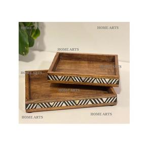 Ensemble de 2 plateaux de service de tailles différentes, formes personnalisées, en bois, pour servir des dattes, des desserts, best-seller - Product Image 1